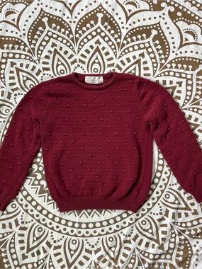 H&M Wine Red Bubble-Texture Crewneck Sweater